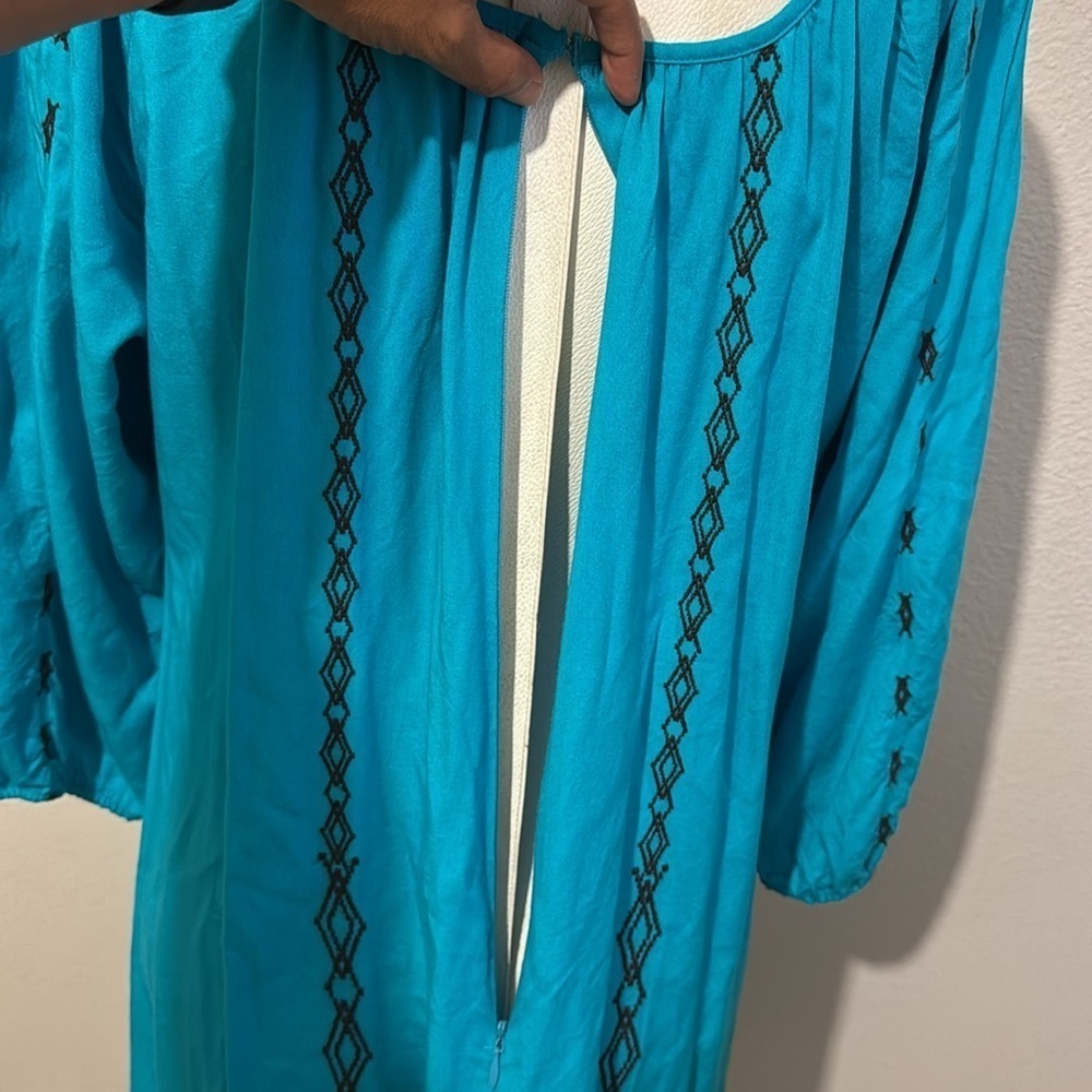 Ariat Dress Size Embroidered 3/4 Sleeves Tribal Festival Coastal Cowgirl Boho - Picture 6 of 8